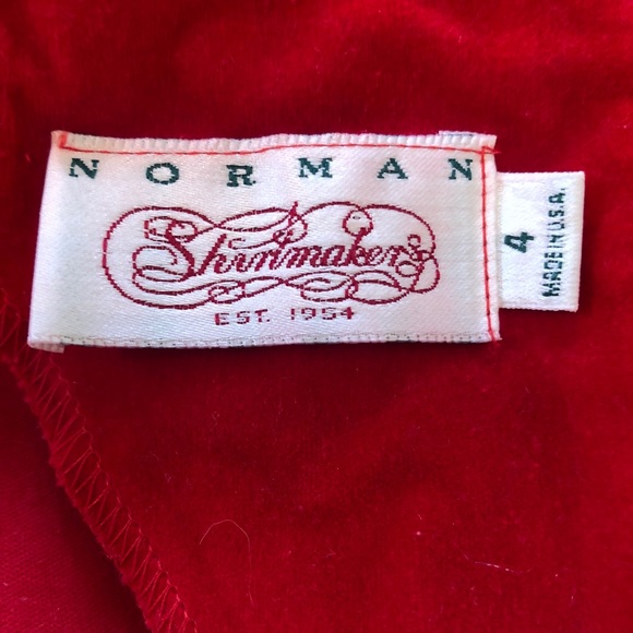 Vtg 70's Norman Shirtmakers Red Velvet Dress - Picture 8 of 9